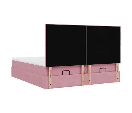 Osmaņu Gultas Rāmis Ar Matračiem Rozā 200X200Cm Audums Vidaxl