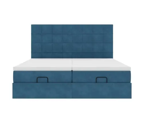 Osmaņu Gultas Rāmis Ar Matračiem Tumši Zils 160X200Cm Audums Vidaxl