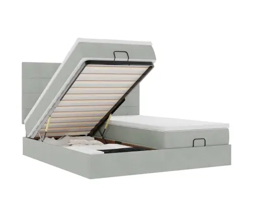 Osmaņu Gultas Rāmis Ar Matračiem Gaiši Pelēks 180X200Cm Audums Vidaxl