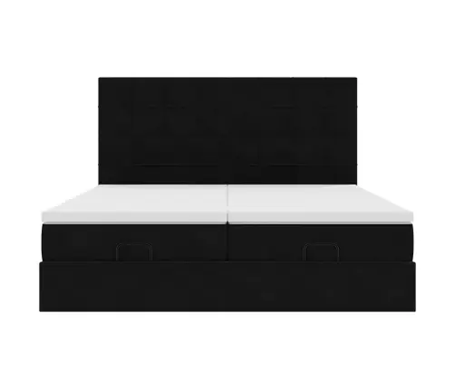 Ottomani Voodiraam Madratsitega, Must, 180X200 cm Samet