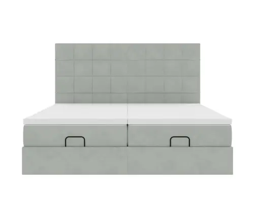 Osmanų Lovos Rėmas Su Čiužiniais, Pilkas, 200X200cm Aksomas