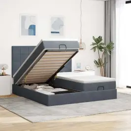 Osmaņu Gultas Rāmis Ar Matračiem Tumši Pelēks 200X200Cm Audums Vidaxl Osmaņu Gultas Rāmis Ar Matračiem Tumši Pelēks 200X200Cm Audums Vidaxl