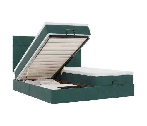 Osmanų Lovos Rėmas Su Čiužiniais, Žalias, 200X200cm Aksomas