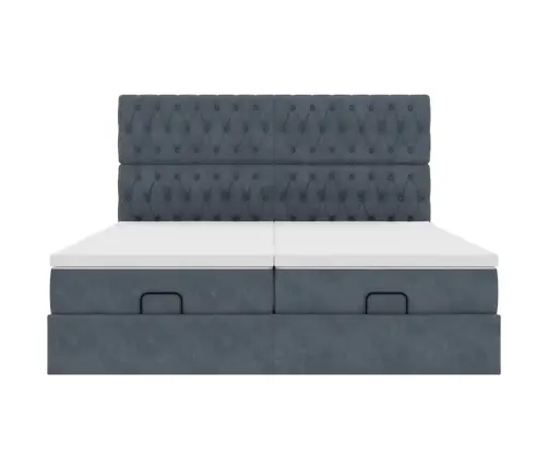 Osmanų Lovos Rėmas Su Čiužiniais, Pilkas, 160X200cm Aksomas