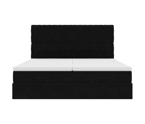 Ottomani Voodiraam Madratsitega, Must, 160X200 cm Samet