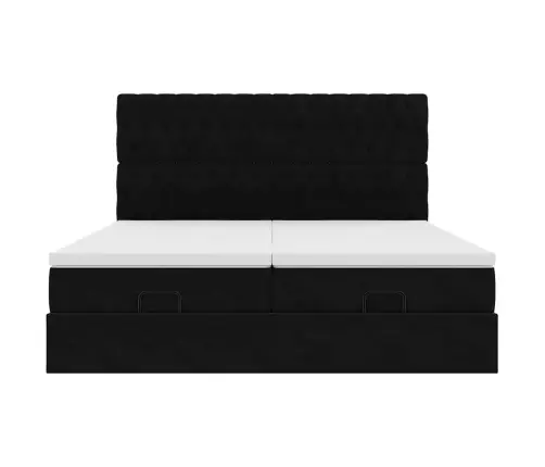 Ottomani Voodiraam Madratsitega, Must, 180X200 cm Samet