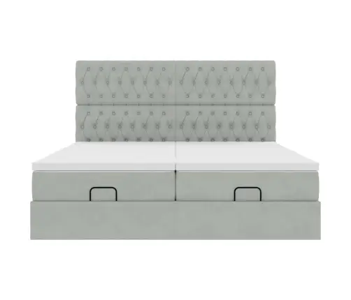 Osmaņu Gultas Rāmis Ar Matračiem Gaiši Pelēks 200X200Cm Audums Vidaxl