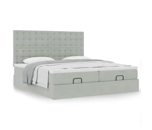 Osmaņu Gultas Rāmis Ar Matračiem Gaiši Pelēks 160X200Cm Audums Vidaxl