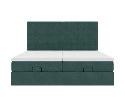 Osmanų Lovos Rėmas Su Čiužiniais, Žalias, 180X200cm Aksomas