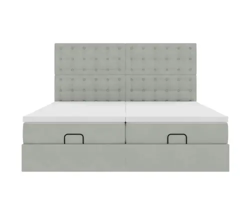 Osmaņu Gultas Rāmis Ar Matračiem Gaiši Pelēks 200X200Cm Audums Vidaxl