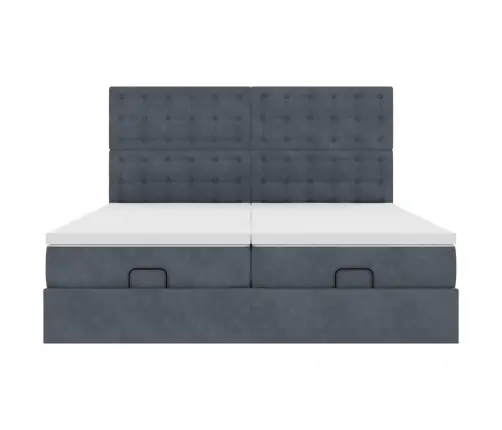 Ottomani Voodiraam Madratsitega, Tumehall, 200X200 cm Samet