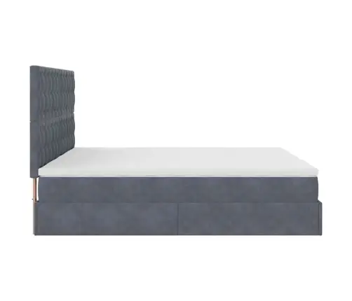 Ottomani Voodiraam Madratsitega, Tumehall, 200X200 cm Samet