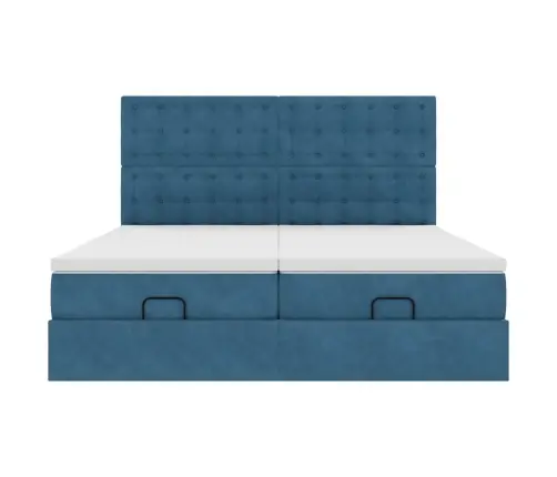 Osmaņu Gultas Rāmis Ar Matračiem Tumši Zils 200X200Cm Audums Vidaxl