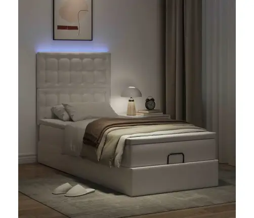 Osmaņu Gultas Rāmis Ar Matrača Balta 80X200Cm Mākslīgā Āda Vidaxl