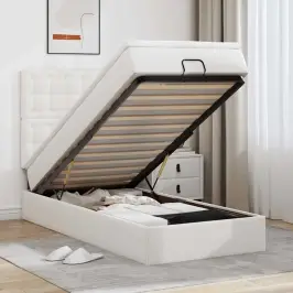 Osmaņu Gultas Rāmis Ar Matrača Balta 80X200Cm Mākslīgā Āda Vidaxl