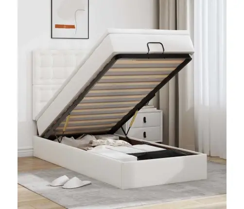 Osmaņu Gultas Rāmis Ar Matrača Balta 80X200Cm Mākslīgā Āda Vidaxl