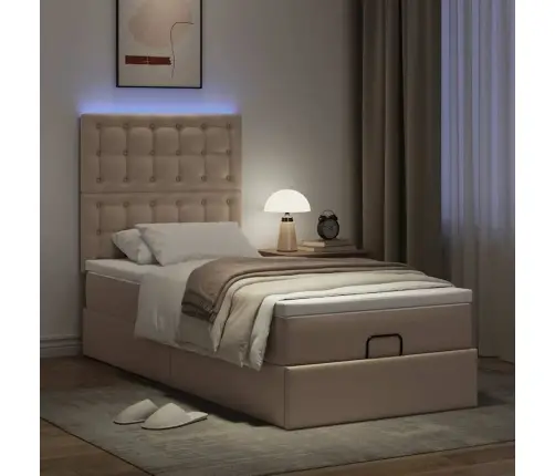 Osmaņu Gultas Rāmis Ar Matrača Kapučīno 80X200Cm Mākslīgā Āda Vidaxl