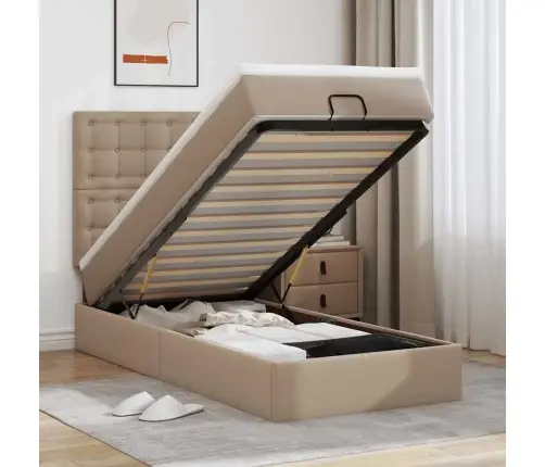 Osmaņu Gultas Rāmis Ar Matrača Kapučīno 80X200Cm Mākslīgā Āda Vidaxl