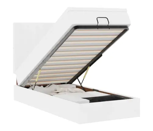 Osmanų Lovos Rėmas Su Čiužiniu, Balta, 90X190cm Dirbtinė Oda