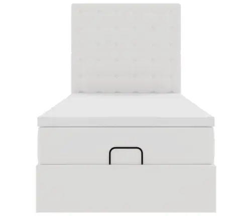 Osmanų Lovos Rėmas Su Čiužiniu, Balta, 90X190cm Dirbtinė Oda