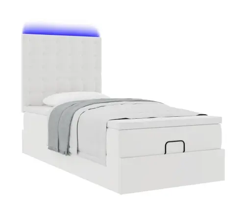 Osmanų Lovos Rėmas Su Čiužiniu, Balta, 90X200cm Dirbtinė Oda