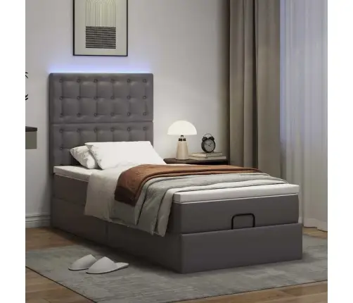 Ottomani Voodiraam Madratsiga, Hall, 90X200cm Kunstnahk