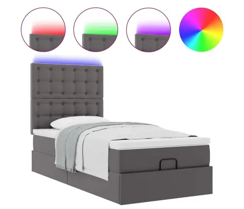 Ottomani Voodiraam Madratsiga, Hall, 90X200cm Kunstnahk