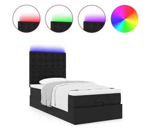 Osmaņu Gultas Rāmis Ar Matrača Melns 100X200Cm Mākslīgā Āda Vidaxl