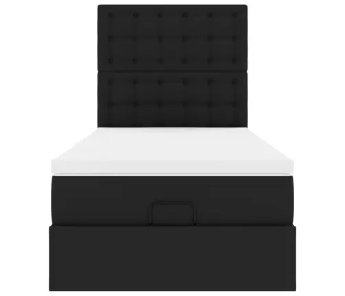 Osmaņu Gultas Rāmis Ar Matrača Melns 100X200Cm Mākslīgā Āda Vidaxl