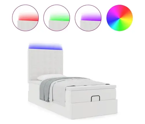 Ottomani Voodiraam Madratsiga, Valge, 100X200cm Kunstnahk