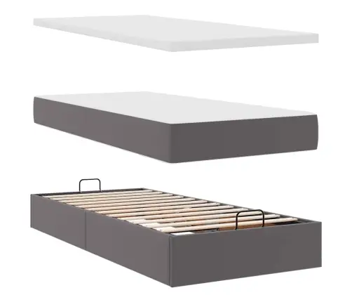 Osmaņu Gultas Rāmis Ar Matrača Pelēks 100X200Cm Mākslīgā Āda Vidaxl