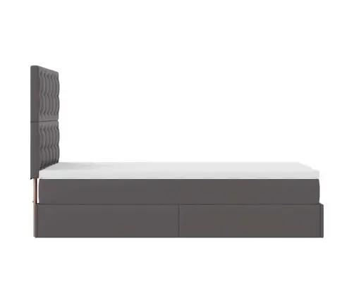 Osmaņu Gultas Rāmis Ar Matrača Pelēks 100X200Cm Mākslīgā Āda Vidaxl