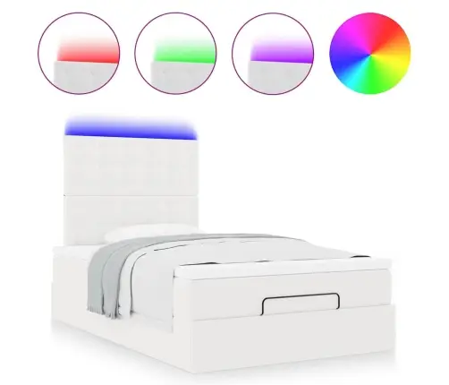 Osmaņu Gultas Rāmis Ar Matrača Balta 120X190Cm Mākslīgā Āda Vidaxl