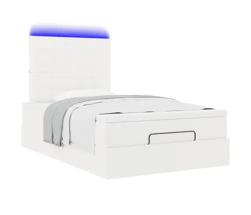 Osmaņu Gultas Rāmis Ar Matrača Balta 120X190Cm Mākslīgā Āda Vidaxl