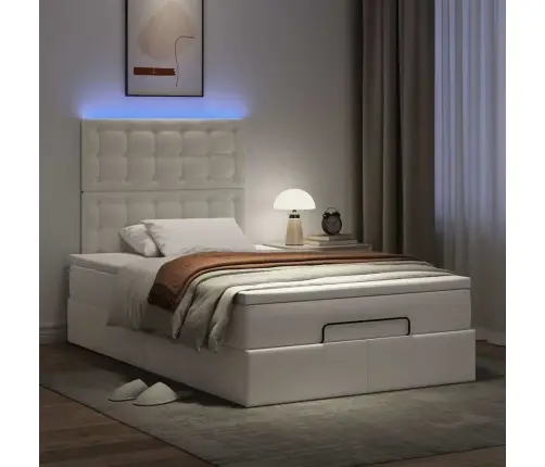 Osmaņu Gultas Rāmis Ar Matrača Balta 120X190Cm Mākslīgā Āda Vidaxl