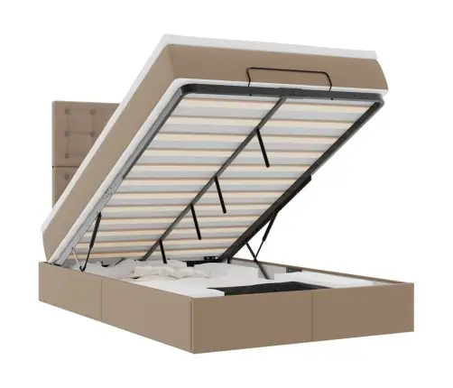 Osmaņu Gultas Rāmis Ar Matrača Kapučīno 120X190Cm Mākslīgā Āda Vidaxl