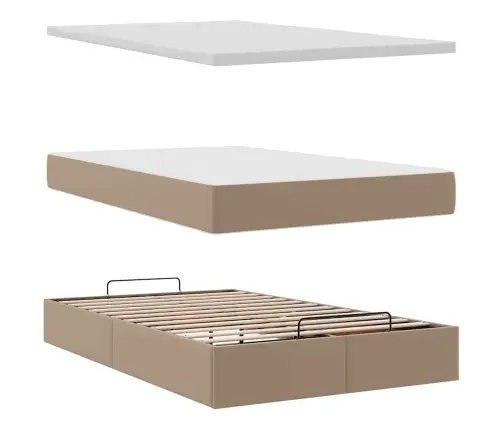 Osmaņu Gultas Rāmis Ar Matrača Kapučīno 120X190Cm Mākslīgā Āda Vidaxl