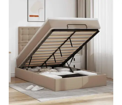 Osmaņu Gultas Rāmis Ar Matrača Kapučīno 120X190Cm Mākslīgā Āda Vidaxl