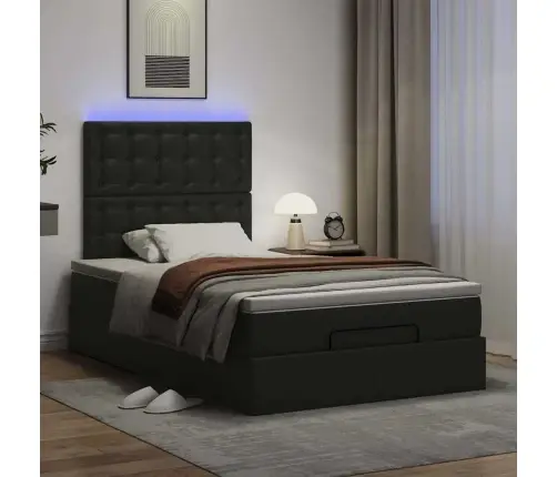 Osmaņu Gultas Rāmis Ar Matrača Melns 120X200Cm Mākslīgā Āda Vidaxl