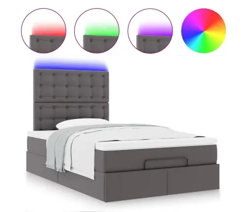 Osmaņu Gultas Rāmis Ar Matrača Pelēks 120X200Cm Mākslīgā Āda Vidaxl