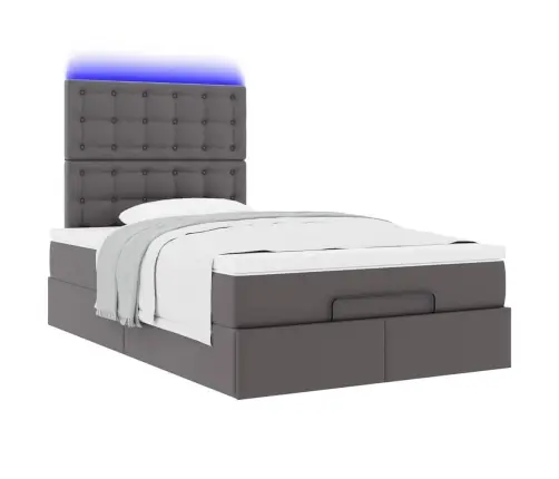 Osmaņu Gultas Rāmis Ar Matrača Pelēks 120X200Cm Mākslīgā Āda Vidaxl