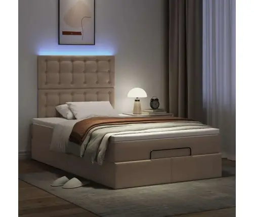 Osmanų Lovos Rėmas Su Čiužiniu, Kapučino, 120X200cm Dirbt. Oda