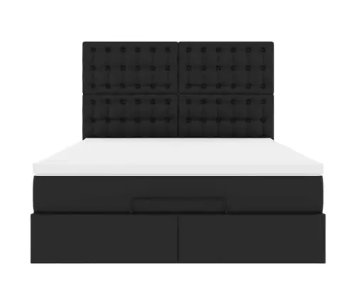 Osmaņu Gultas Rāmis Ar Matrača Melns 140X200Cm Mākslīgā Āda Vidaxl