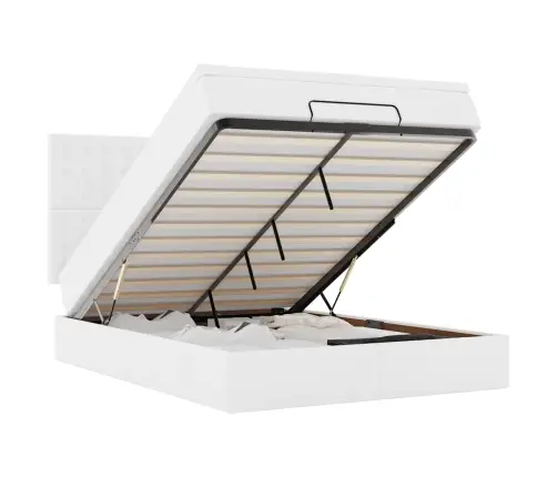 Osmaņu Gultas Rāmis Ar Matrača Balta 140X200Cm Mākslīgā Āda Vidaxl