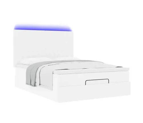 Osmaņu Gultas Rāmis Ar Matrača Balta 140X200Cm Mākslīgā Āda Vidaxl