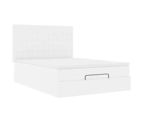 Osmaņu Gultas Rāmis Ar Matrača Balta 140X200Cm Mākslīgā Āda Vidaxl