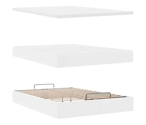 Osmaņu Gultas Rāmis Ar Matrača Balta 140X200Cm Mākslīgā Āda Vidaxl