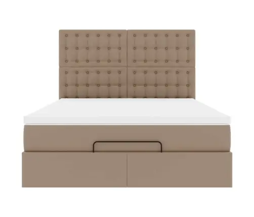 Ottomani Voodiraam Madratsiga, Cappuccino, 140X200cm Kunstnahk