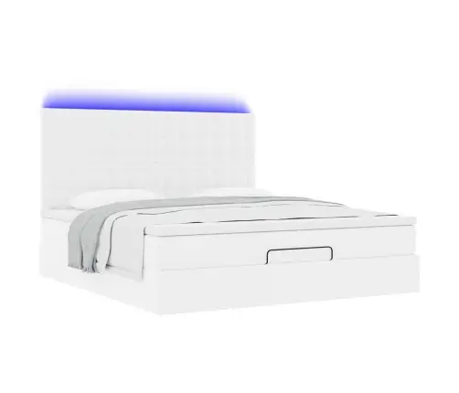 Osmanų Lovos Rėmas Su Čiužiniu, Balta, 160X200cm Dirbtinė Oda