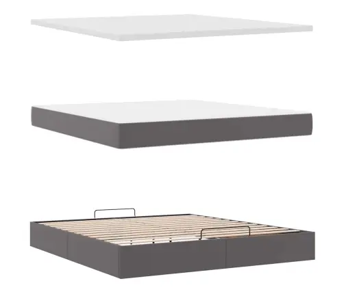 Osmaņu Gultas Rāmis Ar Matrača Pelēks 160X200Cm Mākslīgā Āda Vidaxl
